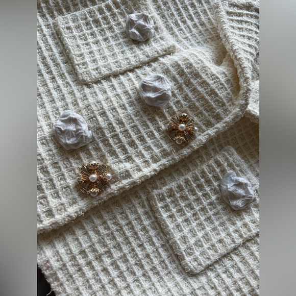 Self Portrait CREAM SEQUIN TEXTURED KNIT FULL SET - Picture 6 of 7